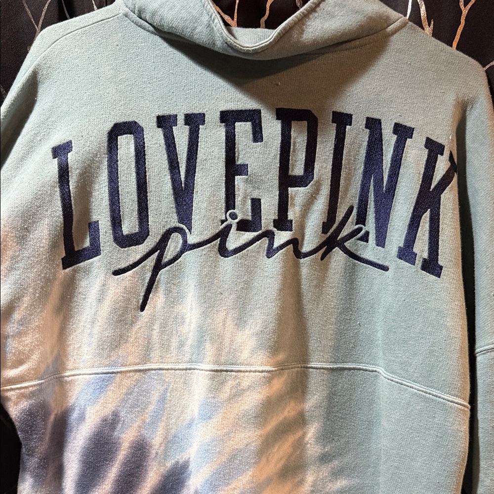 PINK Victoria's Secret Aqua and White Half Zip - Picture 4 of 5
